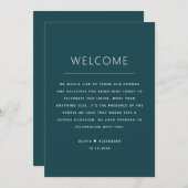 Invitation Stormy Teal Wedding Timeline | Elegant Schedule (Devant / Derrière)