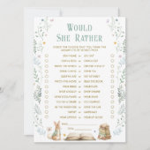 Invitation Story Book Baby Shower Would She Rather Game Card (Devant)