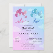 Invitation Storybook Ballons mignons Nuages Genre Revela Part (Devant)