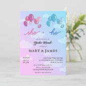 Invitation Storybook Ballons mignons Nuages Genre Revela Part (Debout devant)