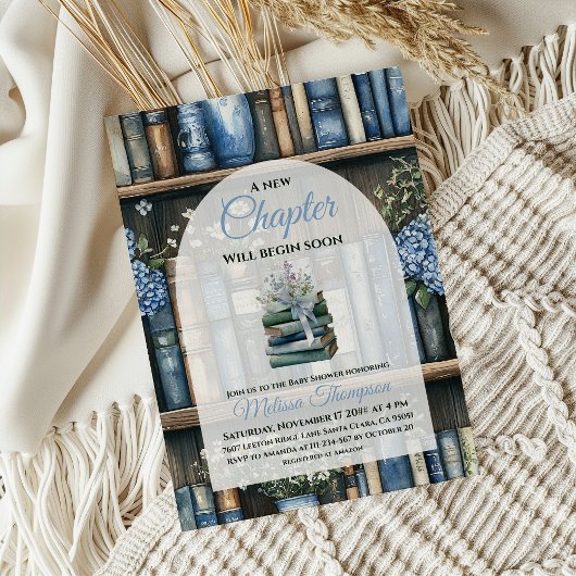 Invitation Storybook Blue Boy Library Book Baby Shower