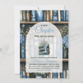 Invitation Storybook Blue Boy Library Book Baby Shower (Devant)