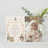 Invitation Storybook Chapter One 1st Birthday Photo (Debout devant)