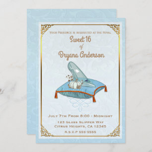 Invitation Storybook Cinderella Verre Chaussure Sweet 16 Part