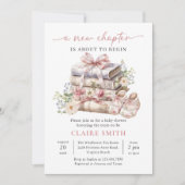 Invitation Storybook Coquette Book New Chapter Baby Shower (Devant)