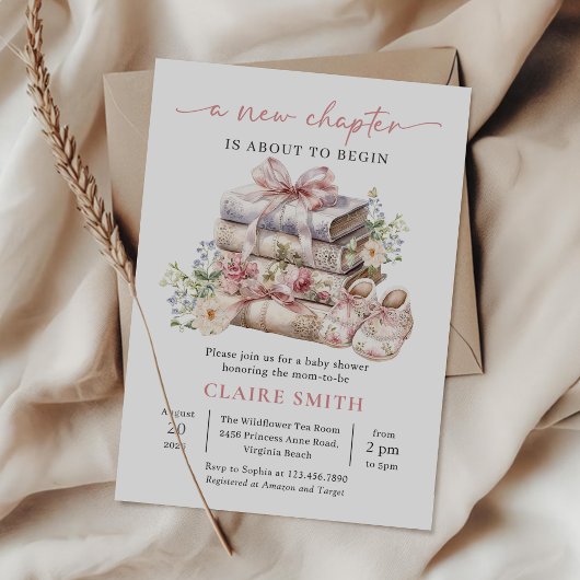 Invitation Storybook Coquette Book New Chapter Baby Shower