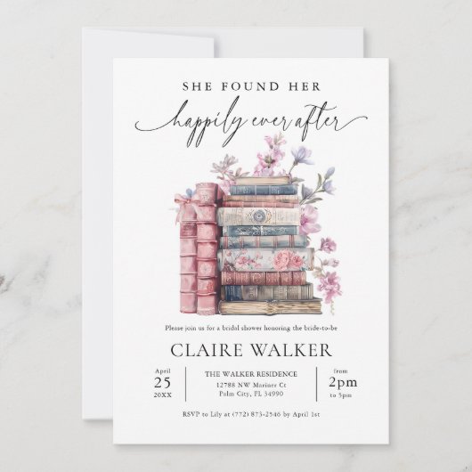 Invitation Storybook Coquette Book New Chapter Fête des marié (Devant)