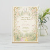 Invitation Storybook, fairy first, fairytale 3rd birthday (Debout devant)
