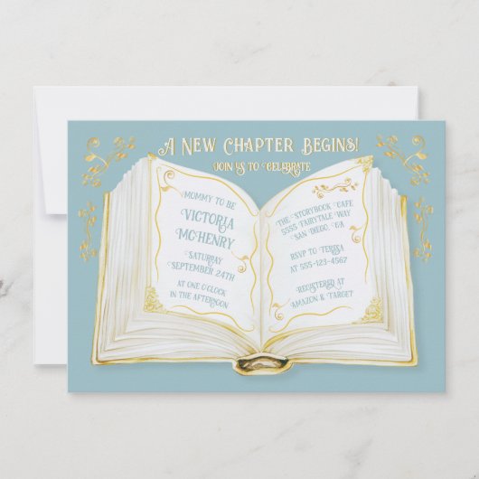 Invitation Storybook Fairytale Nouveau Chapitre Bébé Garçon D (Devant)