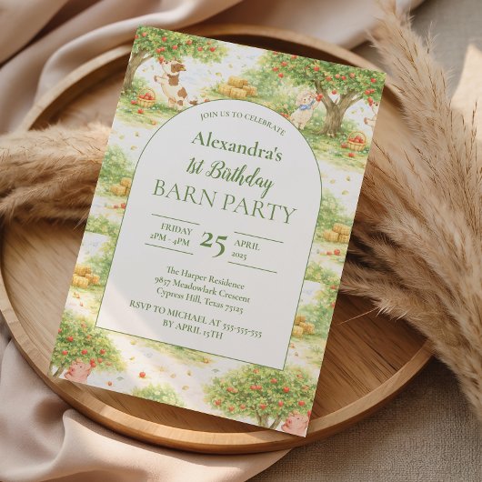 Invitation Storybook Farm Animals First Birthday