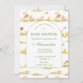 Invitation Storybook Farm Animals Pastel Baby Shower (Devant)