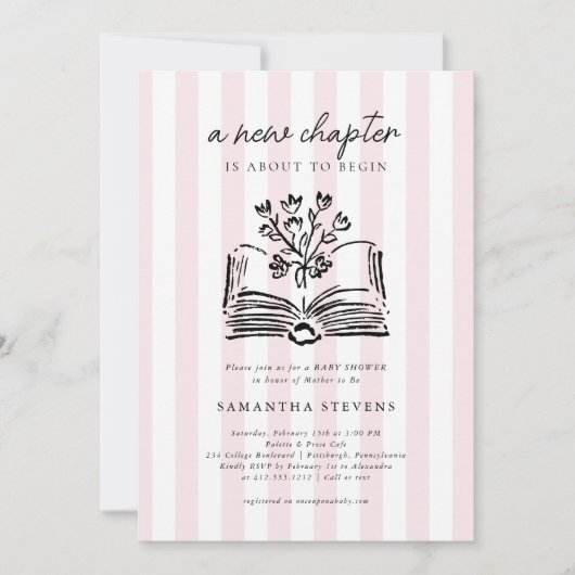 Invitation Storybook Floral Un nouveau chapitre commence le B (Devant)