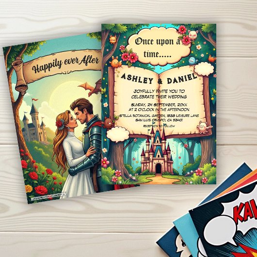 Invitation Storybook Forest Woodland Castle Fairytale Wedding