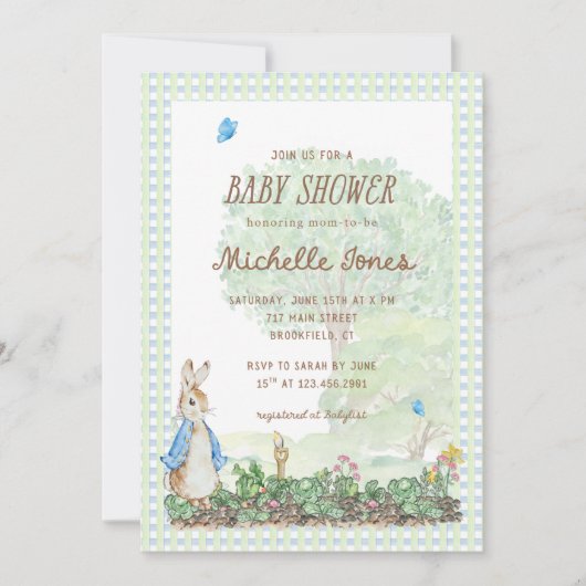 Invitation Storybook Garden Rabbit Inspired Baby Shower  (Devant)