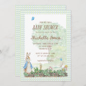 Invitation Storybook Garden Rabbit Inspired Baby Shower  (Devant / Derrière)