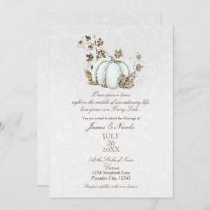 Invitation Storybook Gold White Citrouille Fairy Tale Mariage