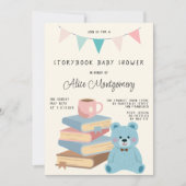 Invitation Storybook Library Themed Baby Boy Shower  (Devant)