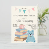 Invitation Storybook Library Themed Baby Boy Shower  (Debout devant)