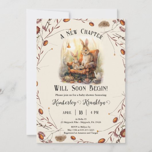 Invitation Storybook New Chapter Baby showers livres thématiq (Devant)