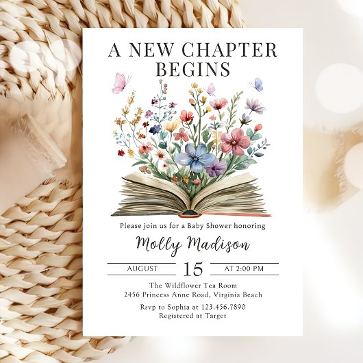 Invitation Storybook Nouveau chapitre commence Baby shower