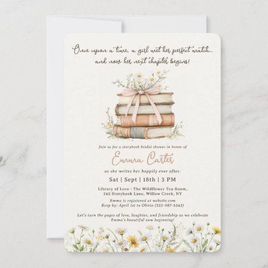 Invitation Storybook Nouveau Chapitre Fleur sauvage douche nu (Devant)