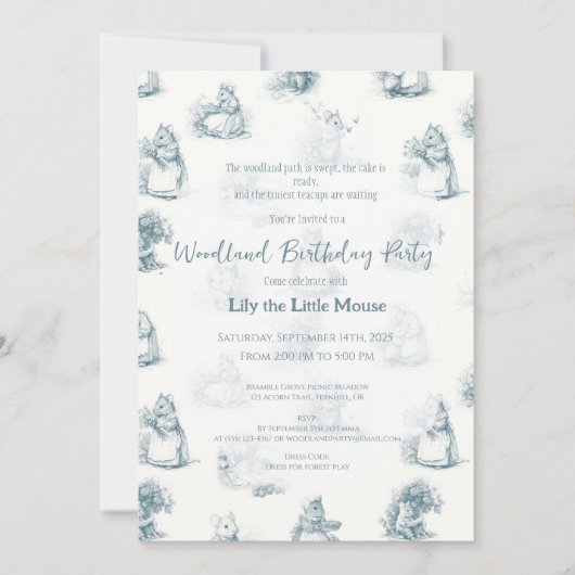 Invitation Storybook Petite souris Anniversaire (Devant)