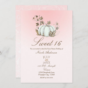 Invitation Storybook rose blanc Citrouille Fairy Tale Sweet 1