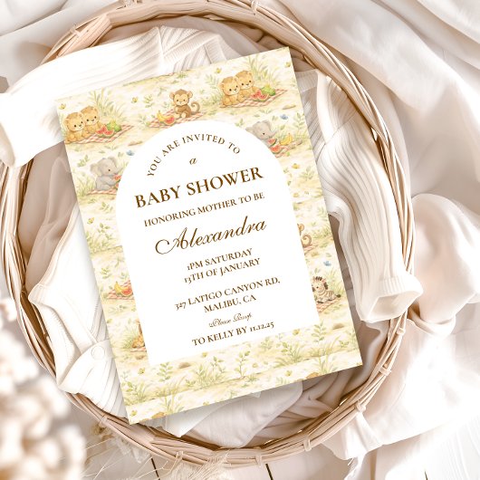 Invitation Storybook Safari Animals Baby Shower