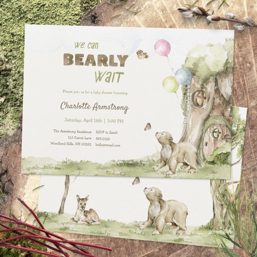 Invitation Storybook Treehouse Bearly Wait Baby Shower