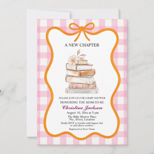 Invitation Storybook "Un nouveau chapitre" QR Code Baby showe (Devant)