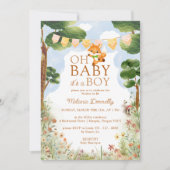 Invitation Storybook Woodland Fox Oh bébé garçon douche (Devant)