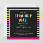Invitation Straight fire neon teen boys birthday  (Devant)