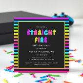 Invitation Straight fire neon teen boys birthday 