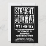 Invitation Straight Outta Custom 40th Birthday Party<br><div class="desc">Ajoutez les détails de votre texte et de votre événement ou fête d'anniversaire à cette carte d'invitation de fête de 40e anniversaire. Tout droit de votre année de naissance, âge, quarantaine, trentenaire, cinquantième, etc. Ou customisez votre ville, votre état, votre profession, votre emploi, votre école ou n'importe quoi ! Que...</div>