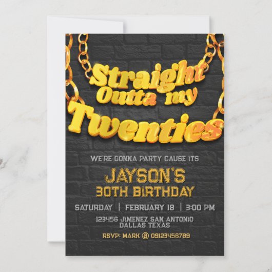 Invitation Straight Outta mes Vingt Ans (Devant)