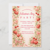 Invitation Strawberries & Sweethearts Valentine Party (Devant)