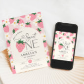 Invitation Strawberry 1st Birthday Berry Sweet One Pink