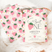 Invitation Strawberry 1st Birthday Berry Sweet One Pink