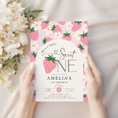 Invitation Strawberry 1st Birthday Berry Sweet One Pink