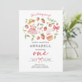 Invitation Strawberry 1st Birthday Invite First Berry Sweet (Debout devant)