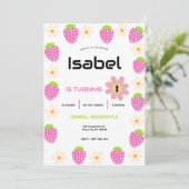 Invitation Strawberry 1st Birthday Invite First Berry Sweet (Debout devant)