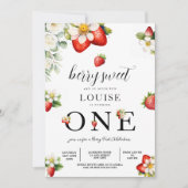 Invitation Strawberry 1st Birthday Party Berry First  (Devant)