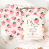 Invitation Strawberry 2nd Birthday Two Sweet Pink