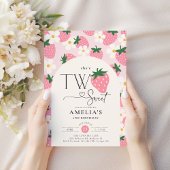 Invitation Strawberry 2nd Birthday Two Sweet Pink