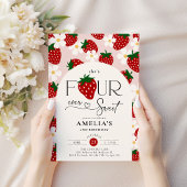 Invitation Strawberry 4th Birthday Four Ever Sweet