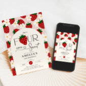 Invitation Strawberry 4th Birthday Four Ever Sweet