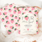 Invitation Strawberry 4th Birthday Four Ever Sweet Pink