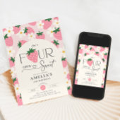 Invitation Strawberry 4th Birthday Four Ever Sweet Pink