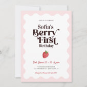 Invitation Strawberry Berry First Birthday (Devant)