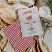 Invitation Strawberry Berry First Red Bow 1st Birthday